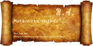 Matkovits Anikó névjegykártya